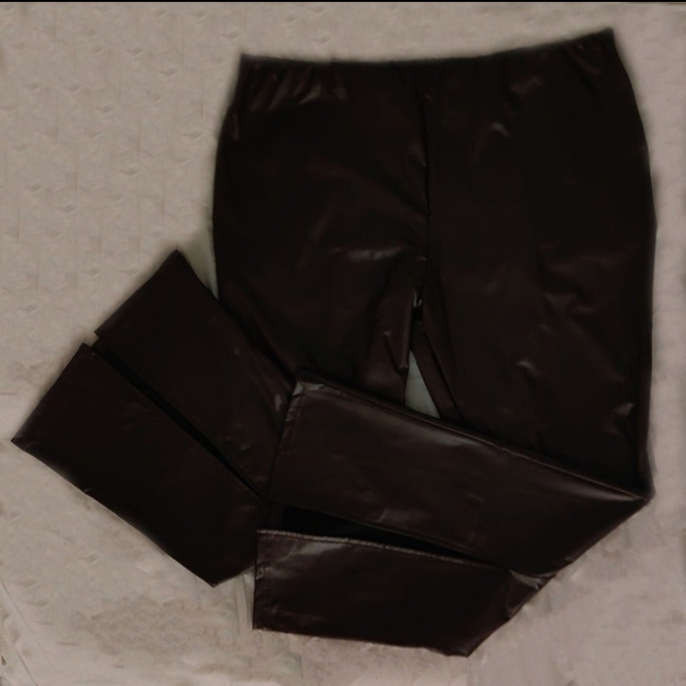 Flared Dark Brown Shein PU Pants